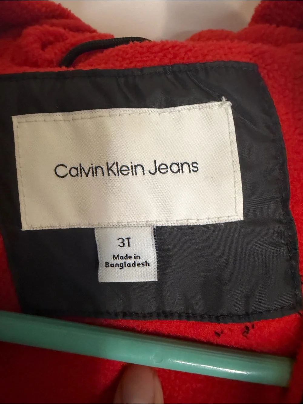 Calvin Klein Jeans Black Puffer Jacket with Red Fleece Lining Size 3T